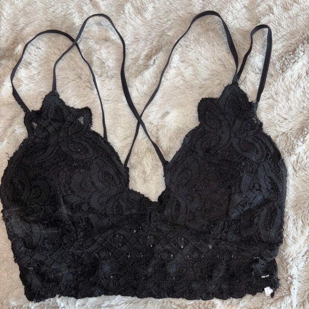 Anemone Black Lace Bralette Small
